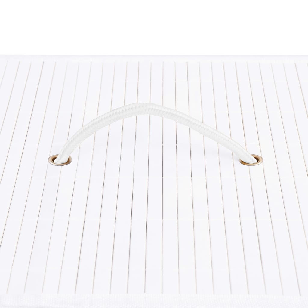 Cesto para roupa suja c/ 2 secções 100 L bambu branco