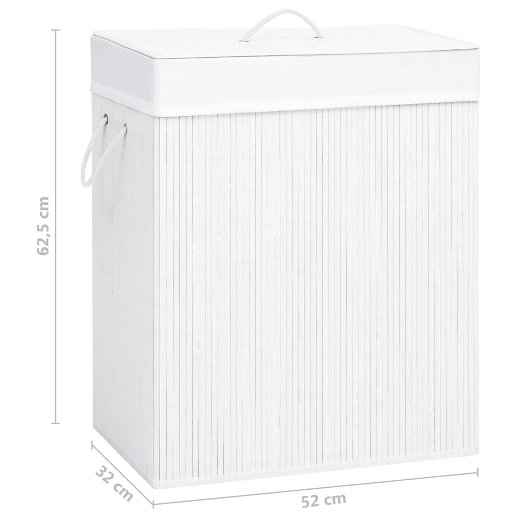 Cesto para roupa suja c/ 2 secções 100 L bambu branco
