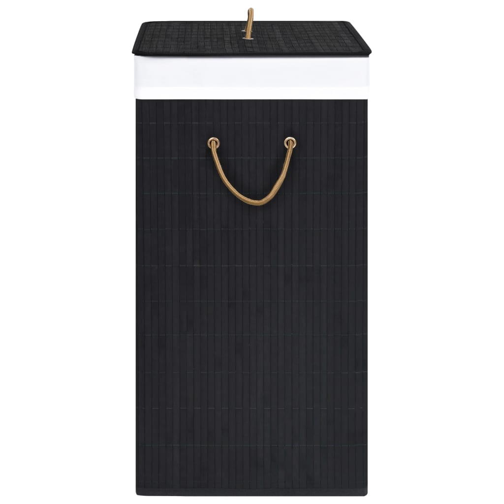 Cesto para roupa suja c/ 2 secções 100 L bambu preto