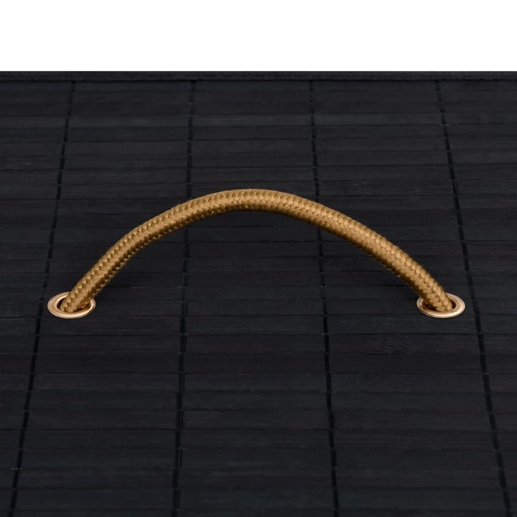 Cesto para roupa suja c/ 2 secções 100 L bambu preto