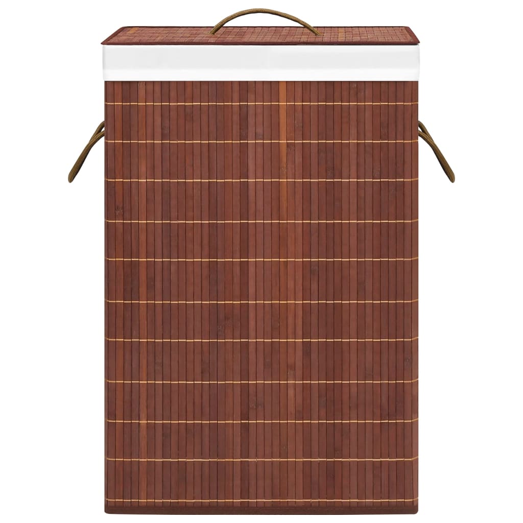 Cesto para roupa suja c/ 2 secções 72 L bambu castanho