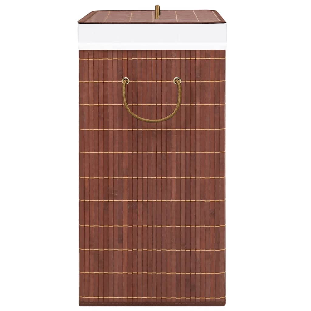 Cesto para roupa suja c/ 2 secções 72 L bambu castanho