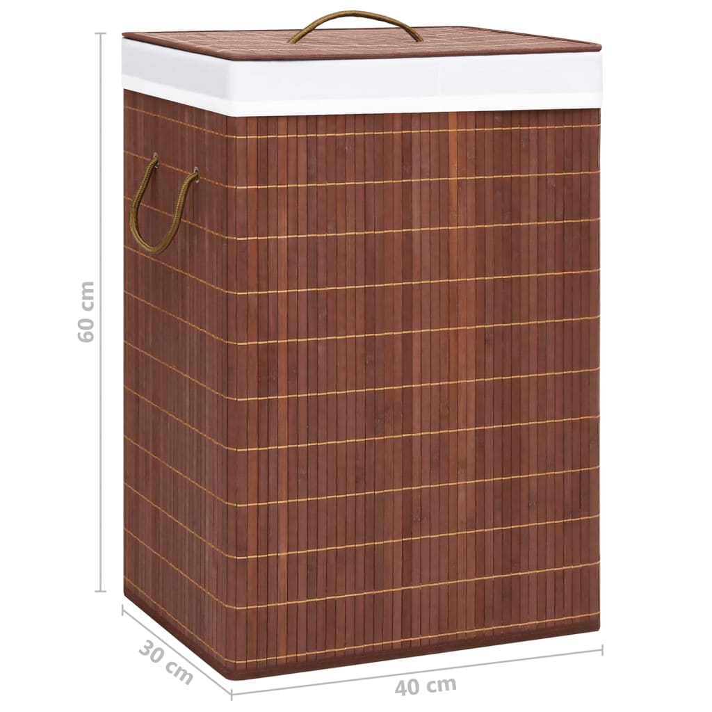Cesto para roupa suja c/ 2 secções 72 L bambu castanho