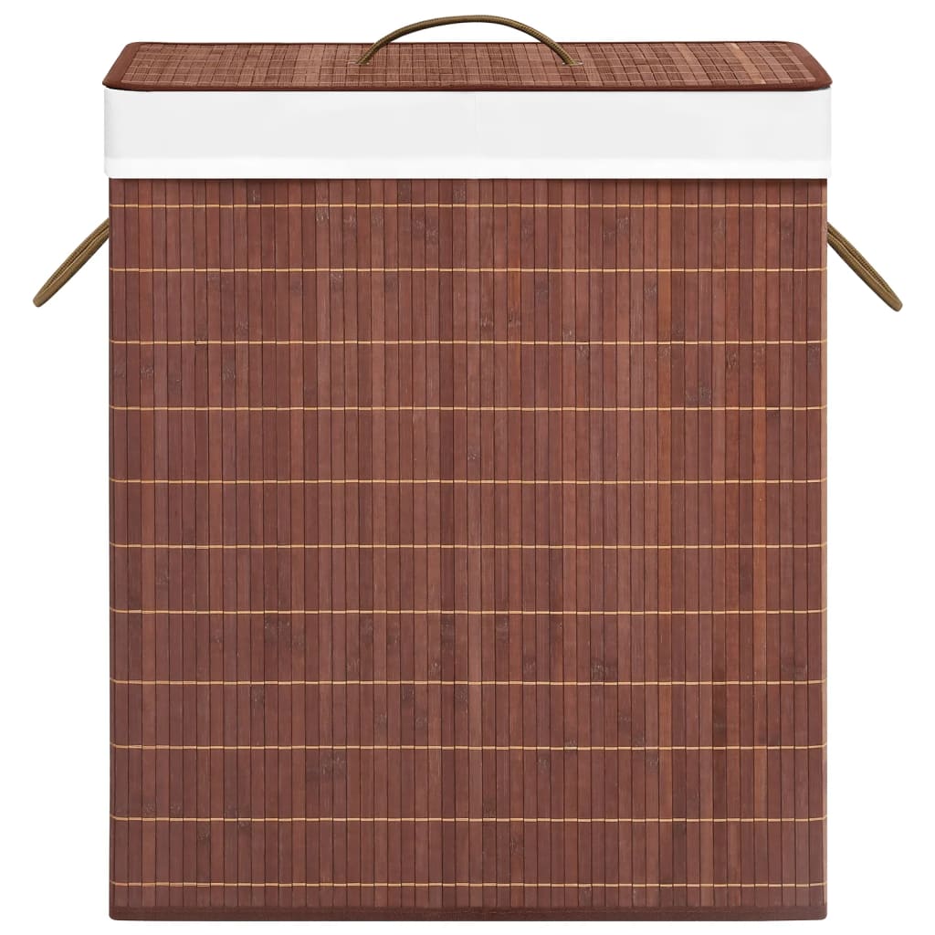 Cesto para roupa suja c/ 2 secções 100 L bambu castanho