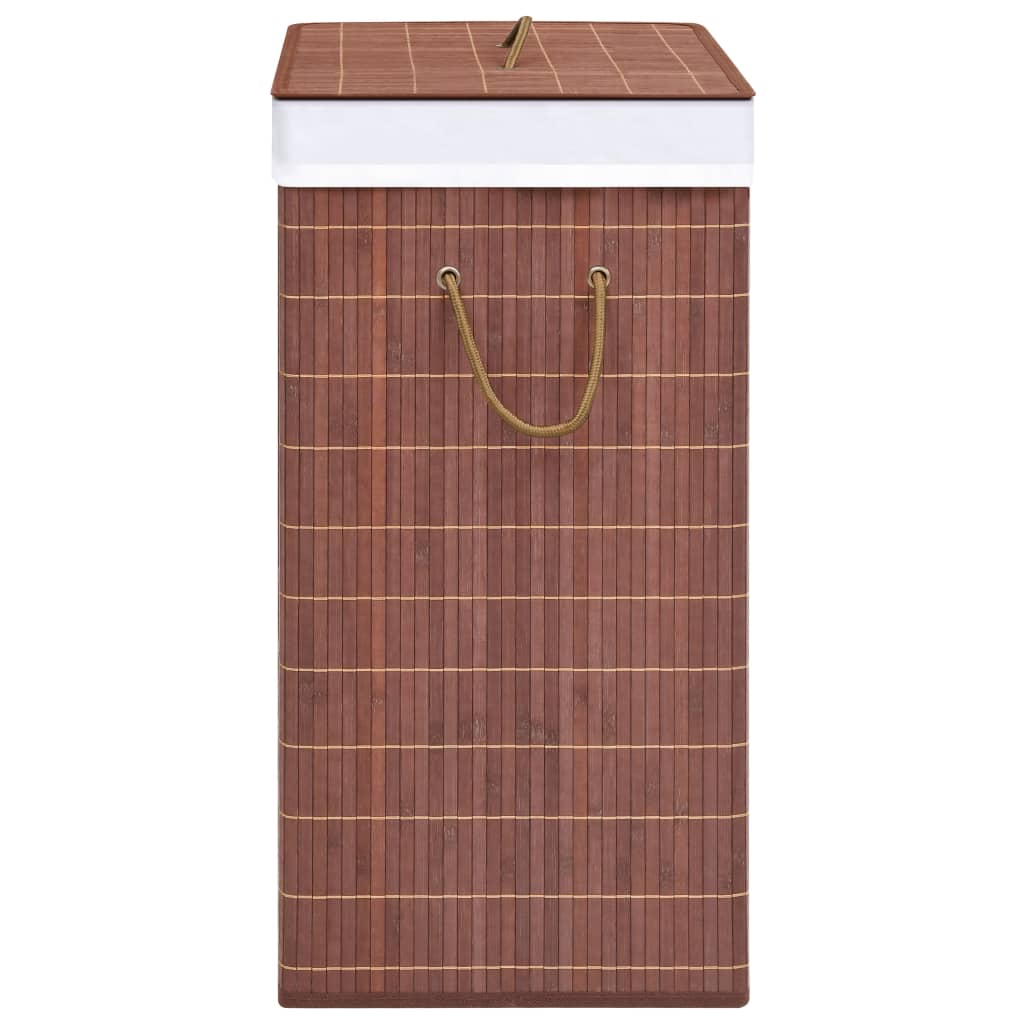 Cesto para roupa suja c/ 2 secções 100 L bambu castanho