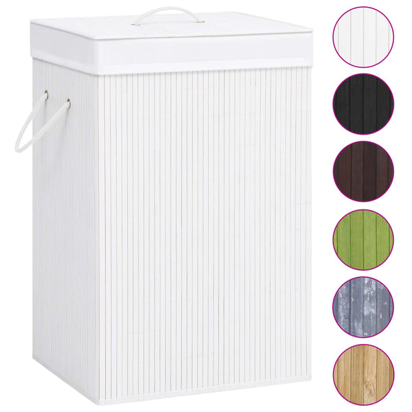 Cesto para roupa suja c/ secção única bambu branco