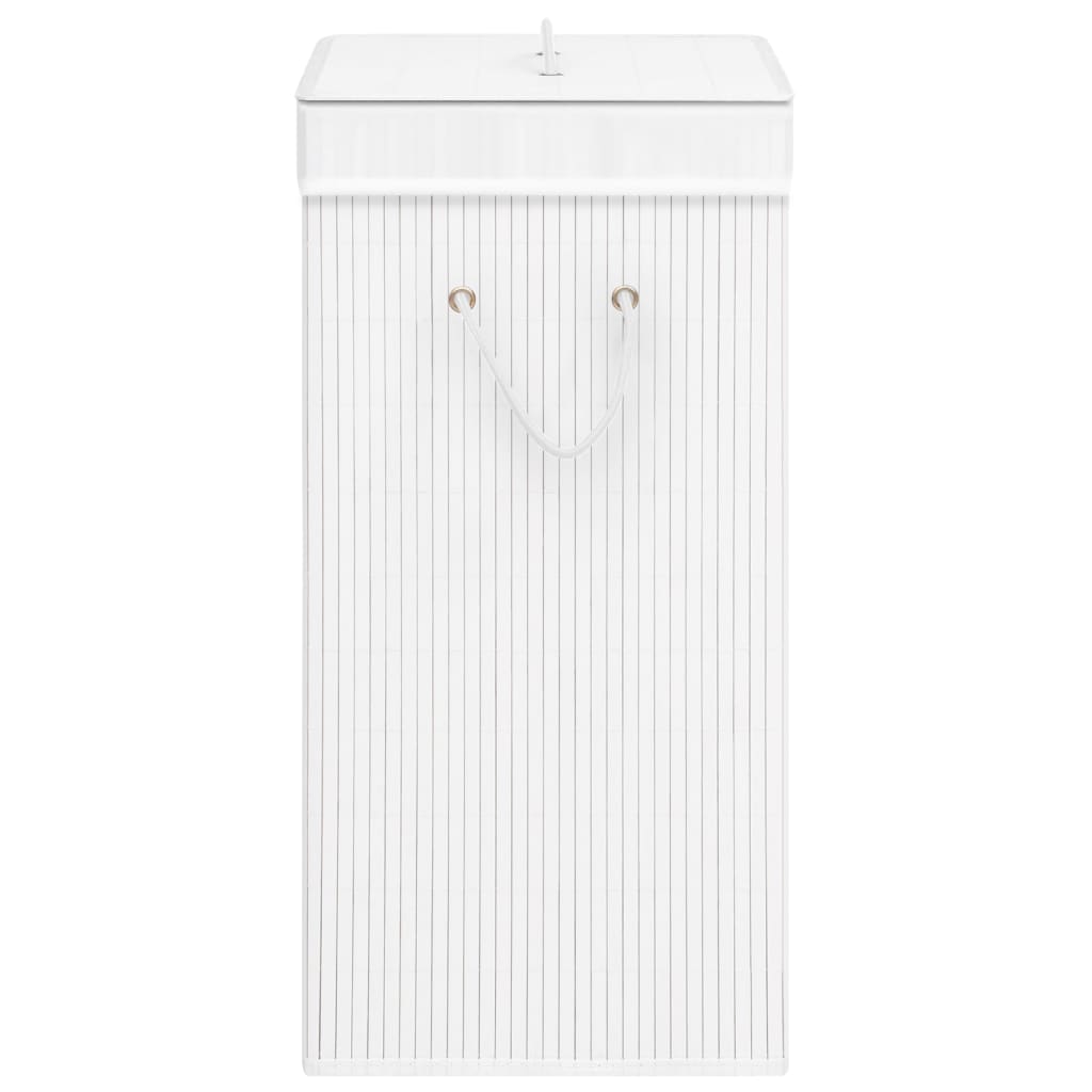 Cesto para roupa suja c/ secção única bambu branco