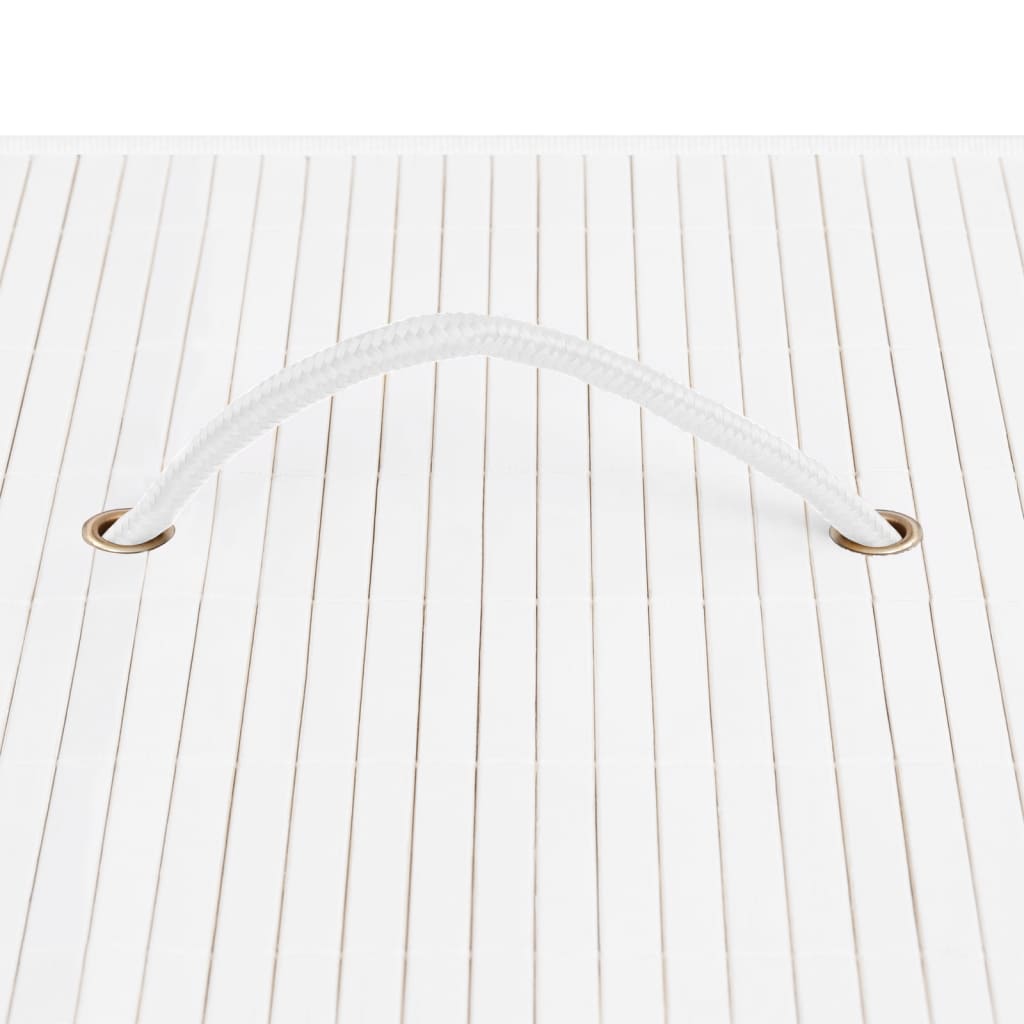 Cesto para roupa suja c/ secção única bambu branco
