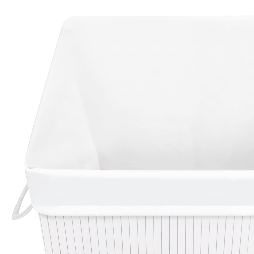Cesto para roupa suja c/ secção única bambu branco