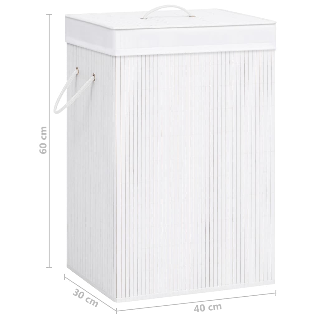 Cesto para roupa suja c/ secção única bambu branco