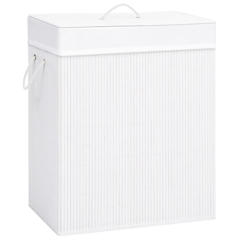 Cesto para roupa suja c/ secção única 83 L bambu branco