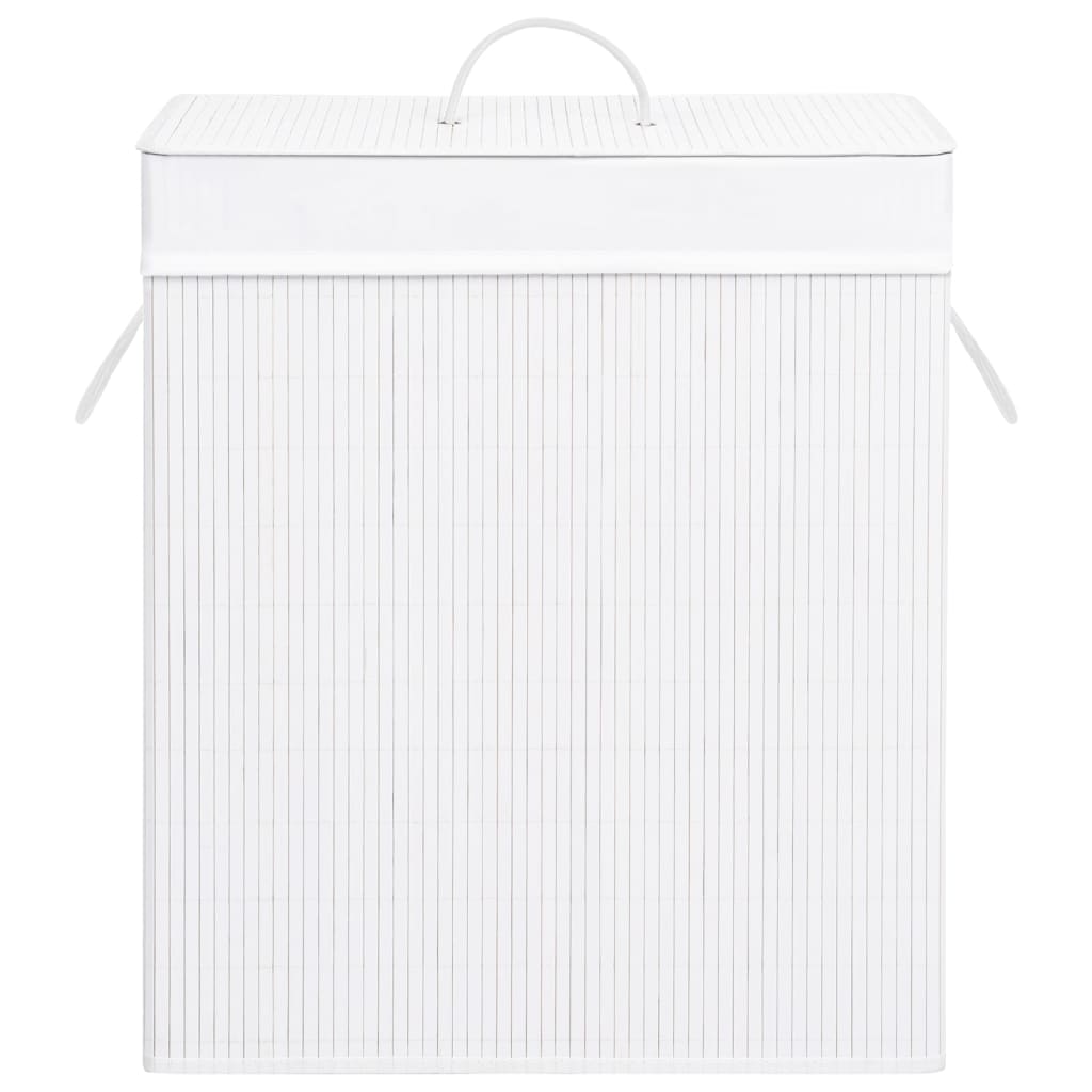 Cesto para roupa suja c/ secção única 83 L bambu branco