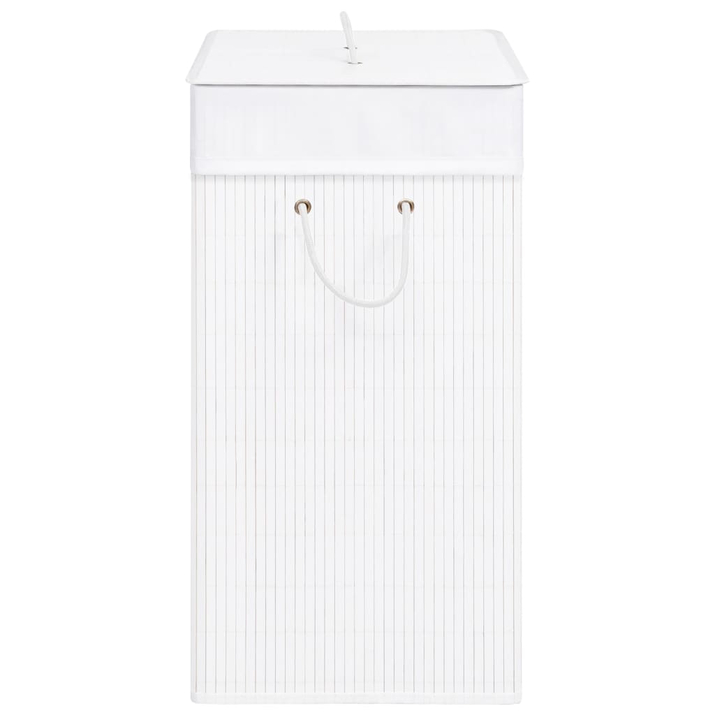 Cesto para roupa suja c/ secção única 83 L bambu branco