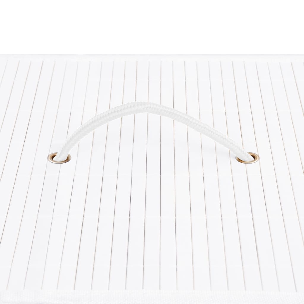 Cesto para roupa suja c/ secção única 83 L bambu branco