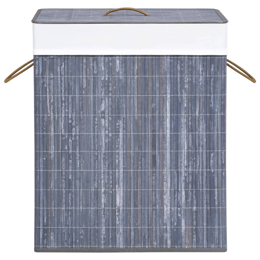 Cesto para roupa suja c/ secção única 83 L bambu cinzento