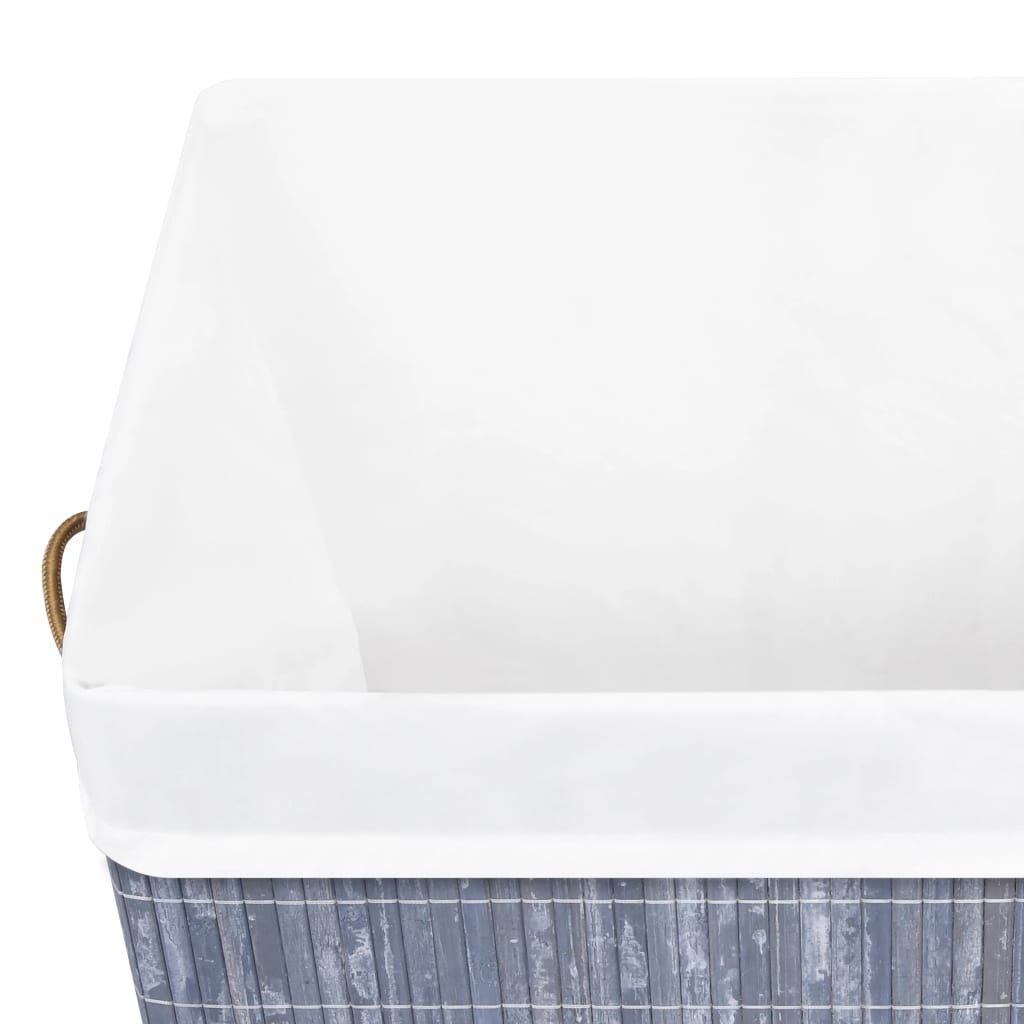 Cesto para roupa suja c/ secção única 83 L bambu cinzento