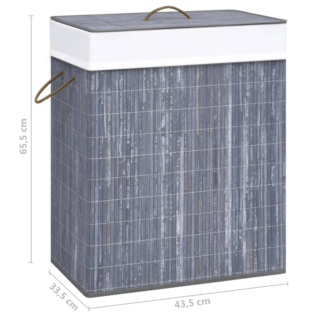Cesto para roupa suja c/ secção única 83 L bambu cinzento