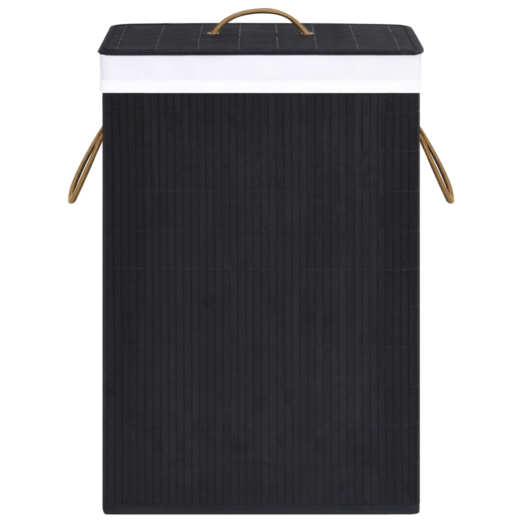 Cesto para roupa suja c/ secção única bambu preto