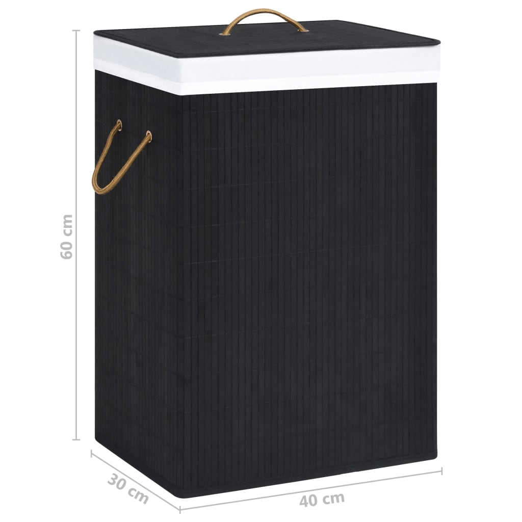 Cesto para roupa suja c/ secção única bambu preto