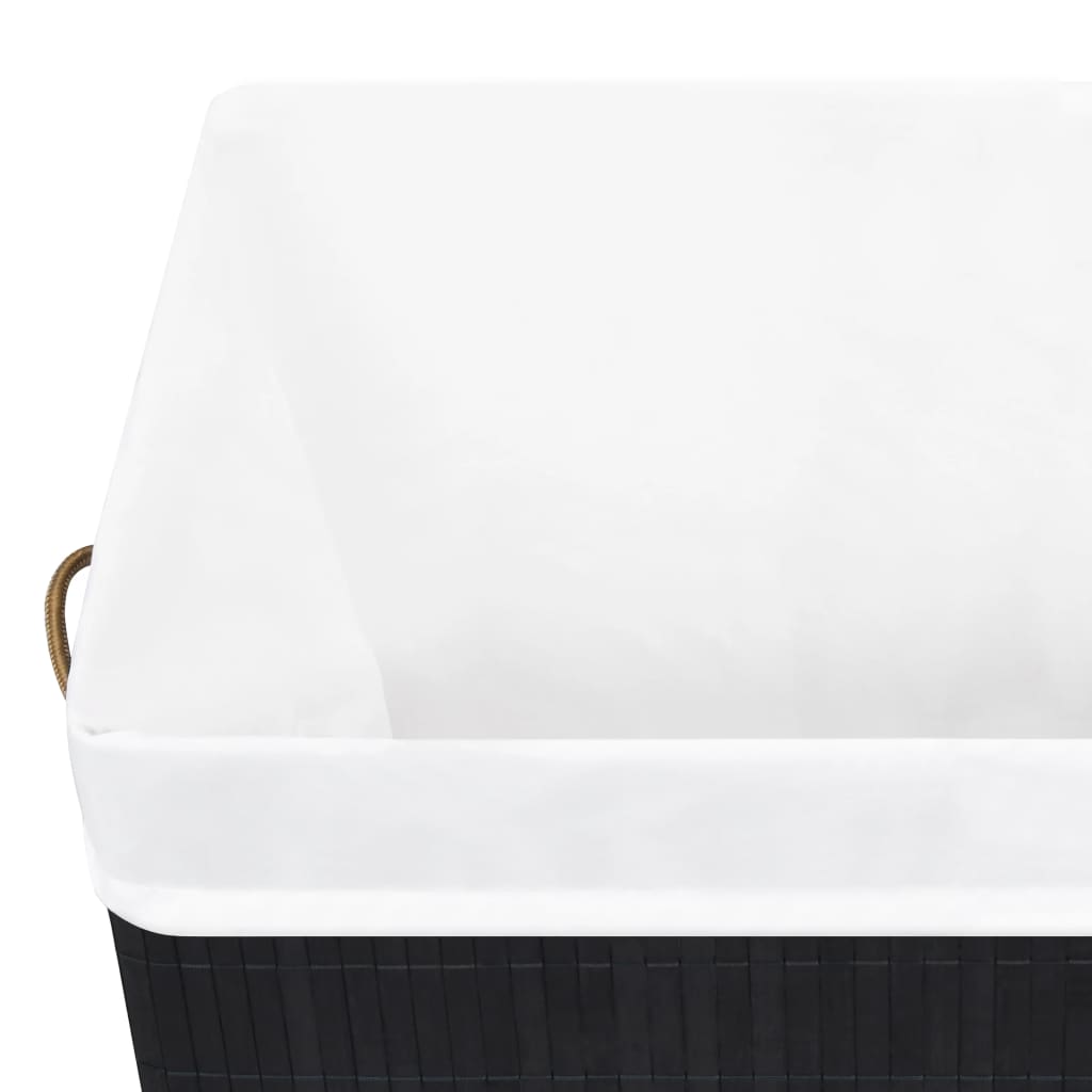 Cesto para roupa suja c/ secção única 83 L bambu preto