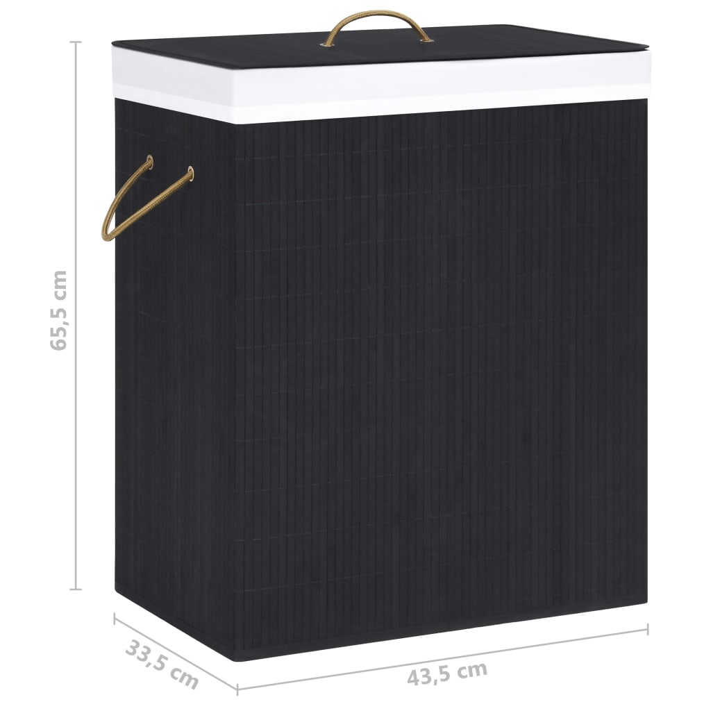 Cesto para roupa suja c/ secção única 83 L bambu preto