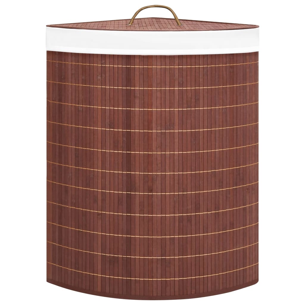 Cesto de canto para roupa suja 60 L bambu castanho