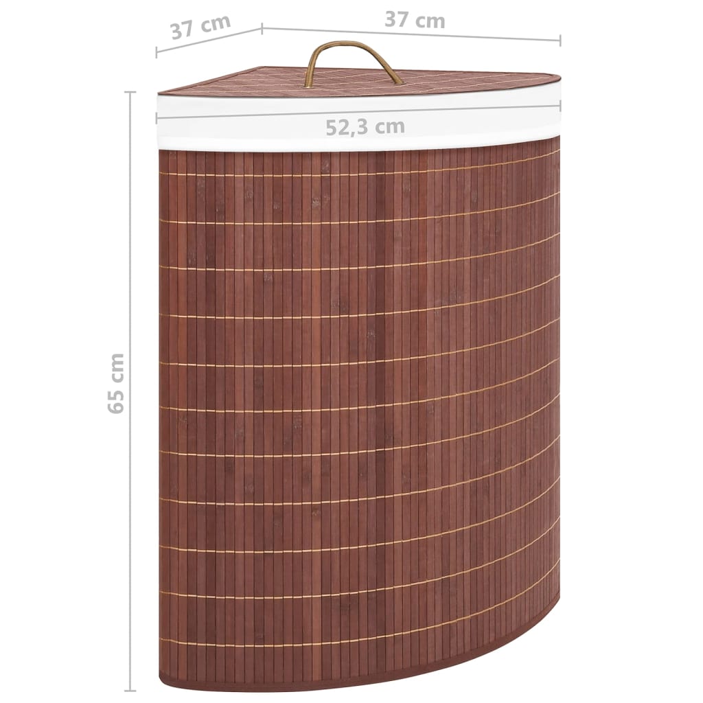 Cesto de canto para roupa suja 60 L bambu castanho