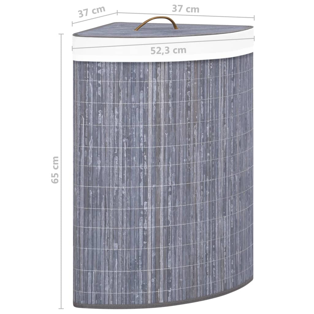 Cesto de canto para roupa suja 60 L bambu cinzento
