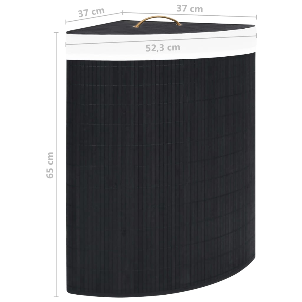 Cesto de canto para roupa suja 60 L bambu preto