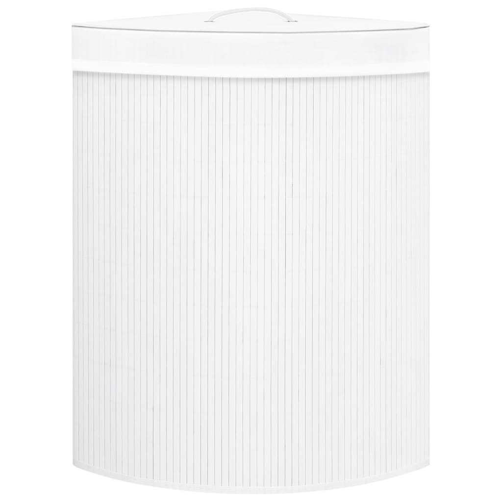 Cesto de canto para roupa suja 60 L bambu branco