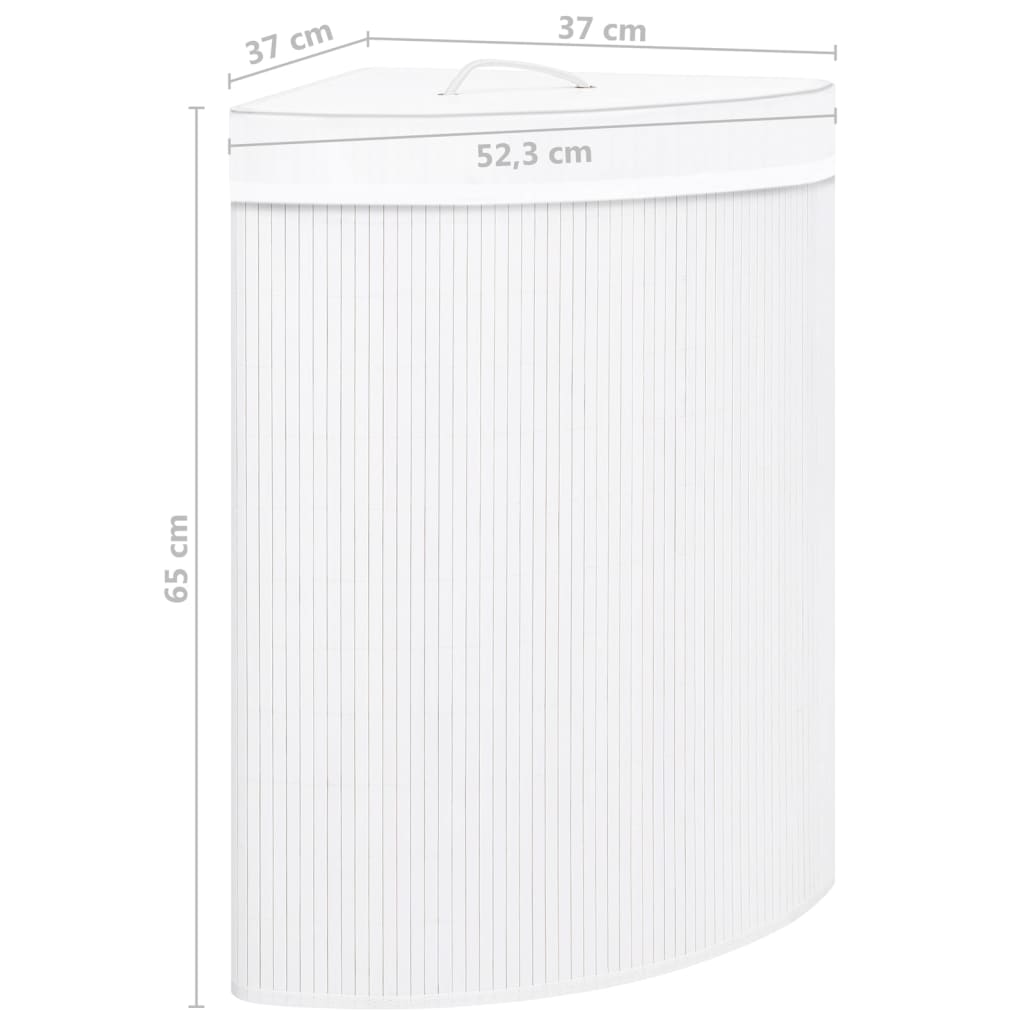 Cesto de canto para roupa suja 60 L bambu branco