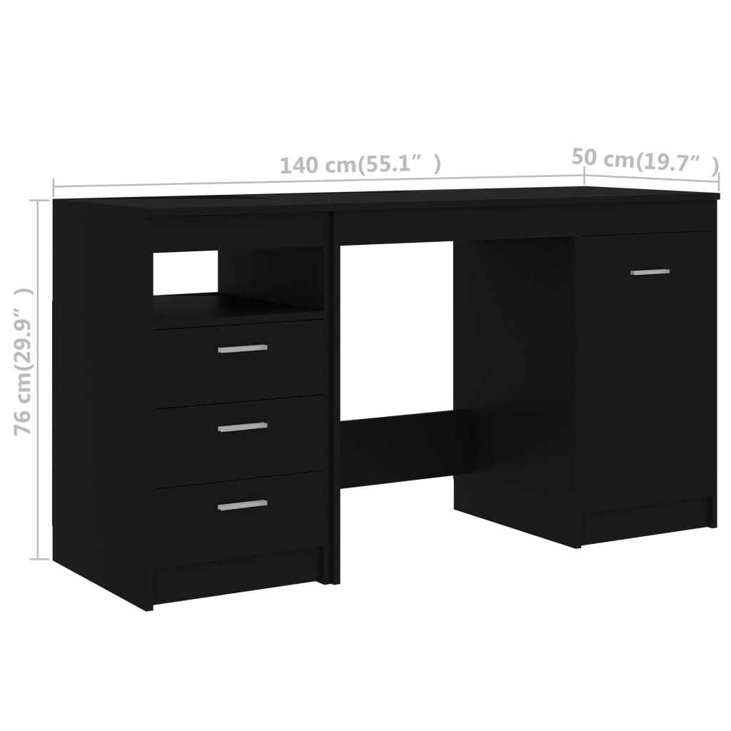 Secretária 140x50x76 cm contraplacado preto