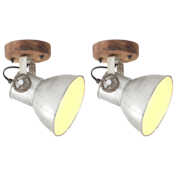 2 pcs Candeeiros parede/teto indust. 20x25 cm E27 prateado