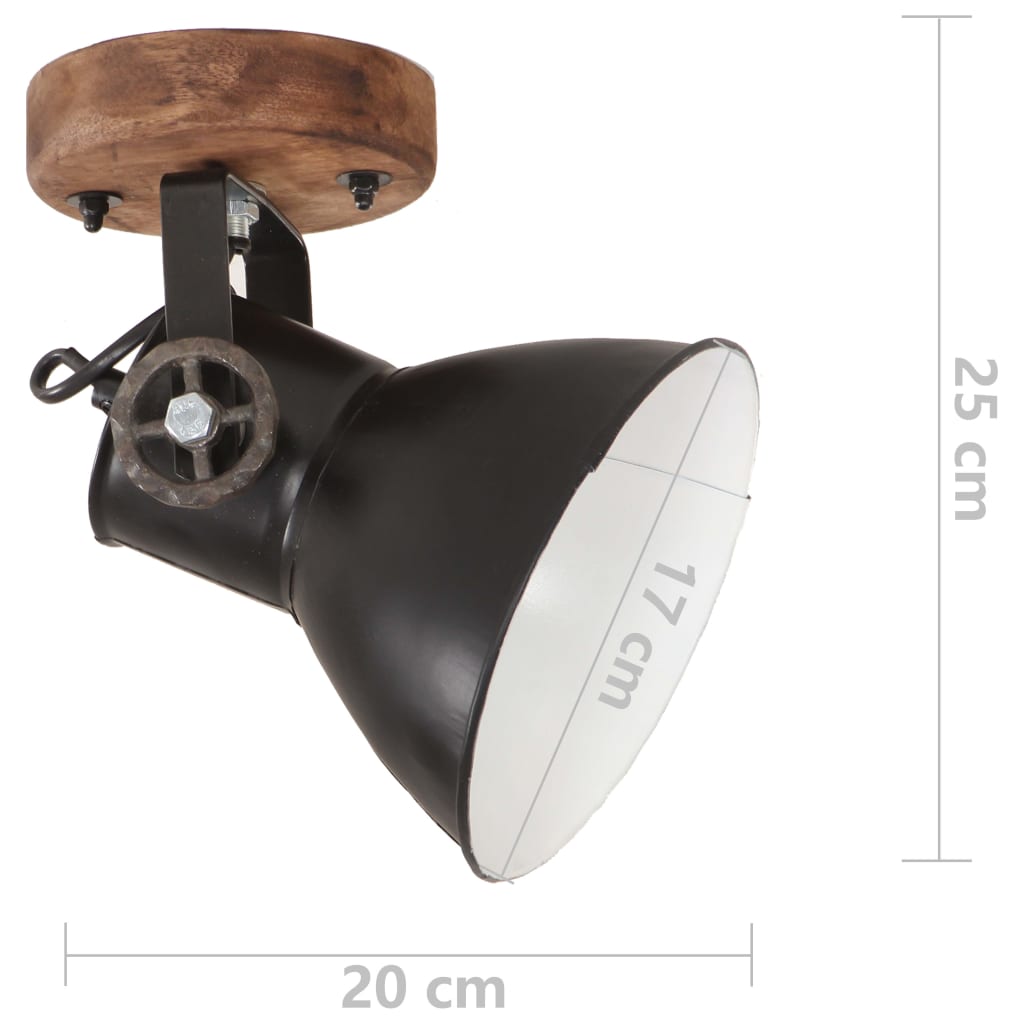 Candeeiros de parede/teto industriais 2 pcs 20x25 cm E27 preto
