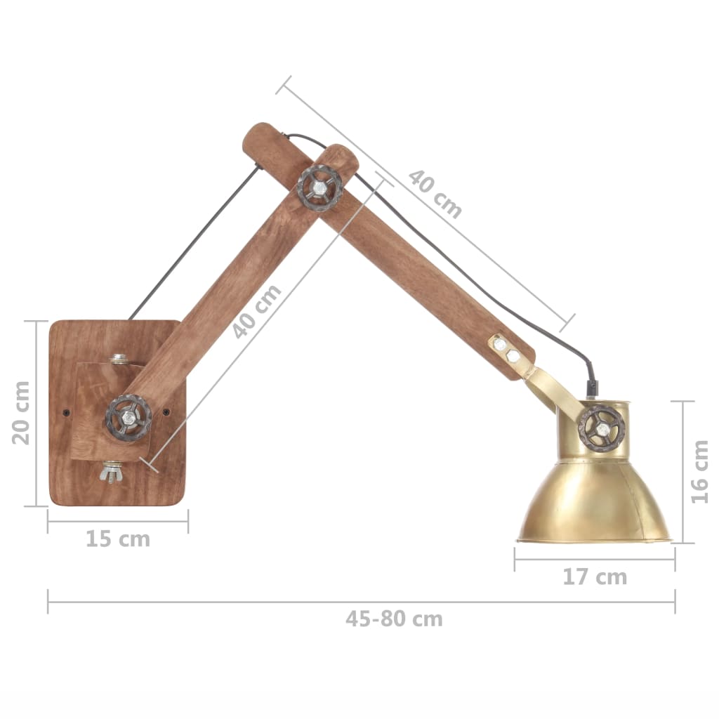 Candeeiro de parede redondo estilo industrial E27 bronze