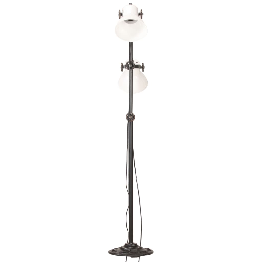Candeeiro de pé com 2 abajures E27 ferro fundido branco