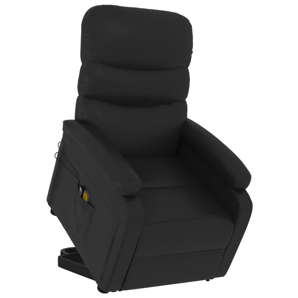 Poltrona massagens elevatória couro artificial preto