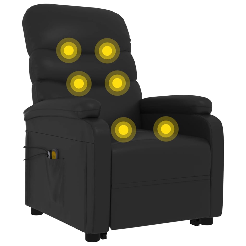 Poltrona massagens elevatória couro artificial preto