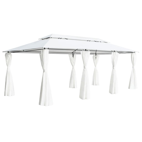 Gazebo com cortinas 600x298x270 cm 180g/m² branco