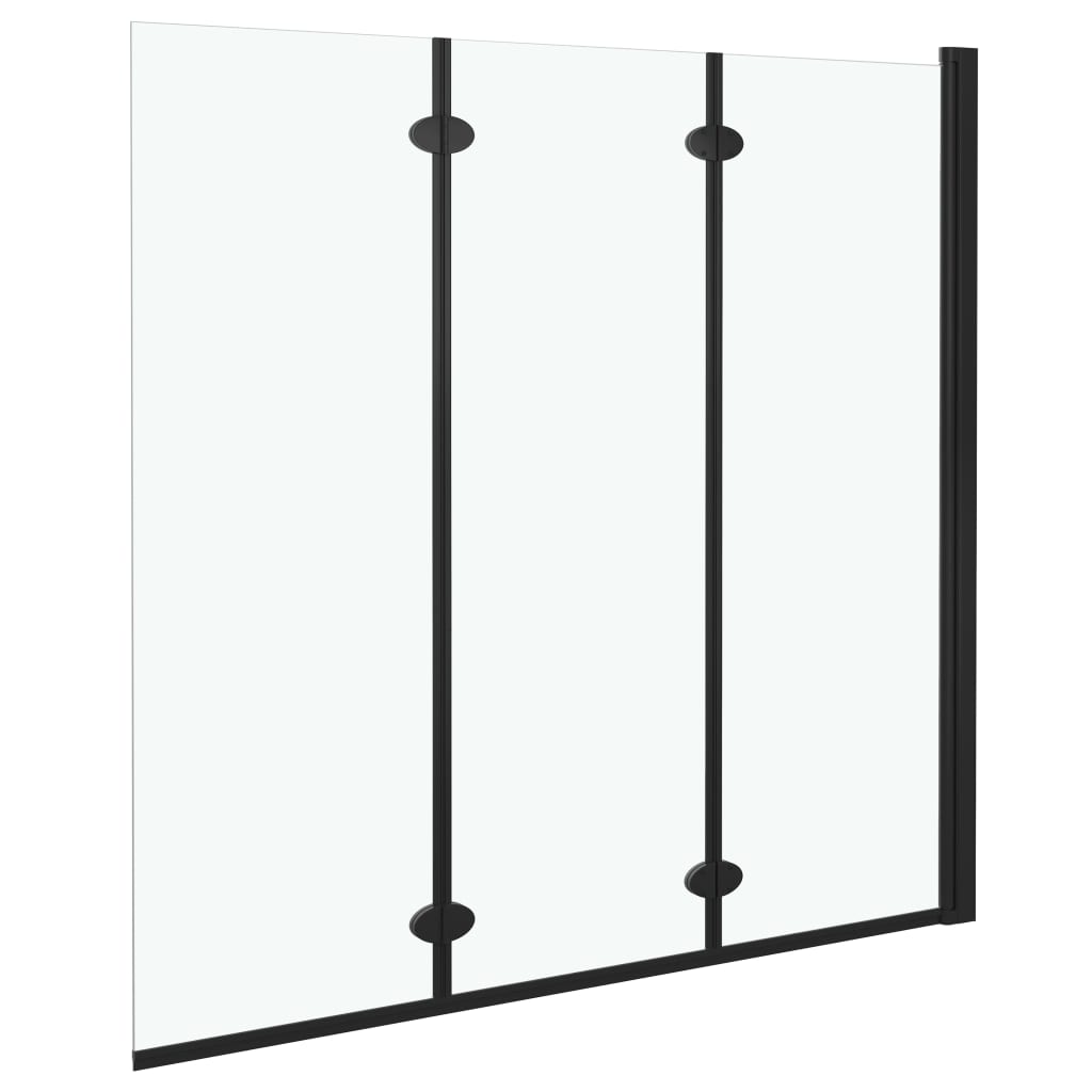 Divisória de chuveiro dobrável 3 painéis ESG 130x138 cm preto