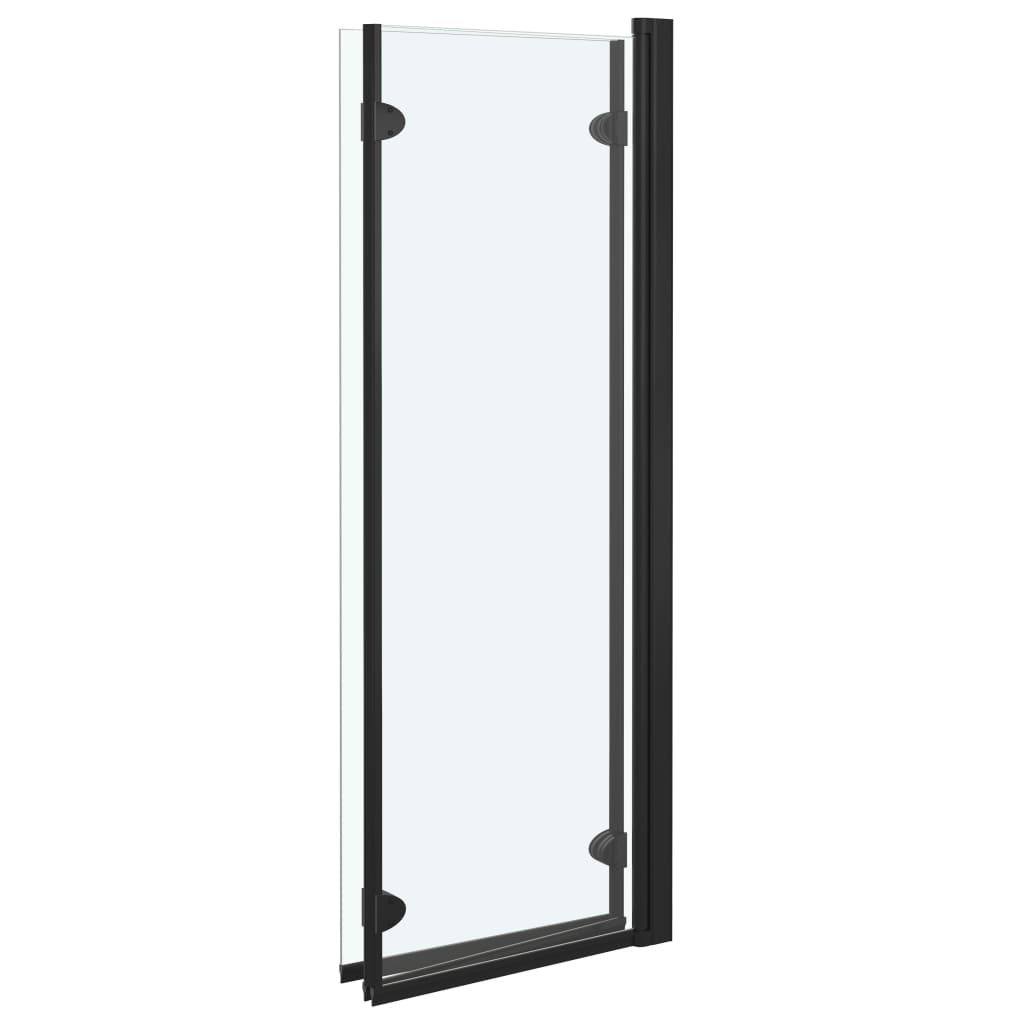 Divisória de chuveiro dobrável 3 painéis ESG 130x138 cm preto