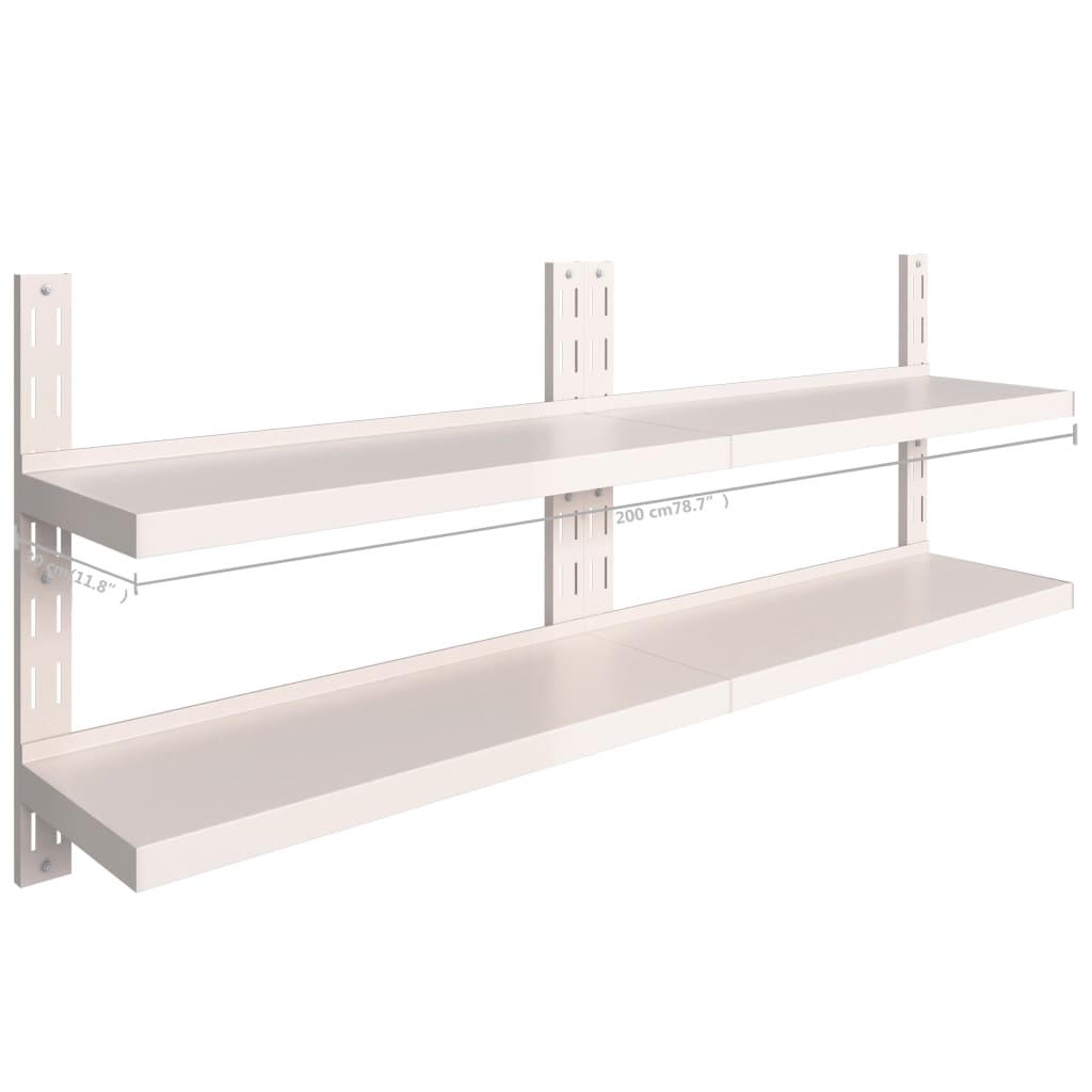 Prateleiras de parede suspensas 2 pcs 200x30 cm aço inoxidável