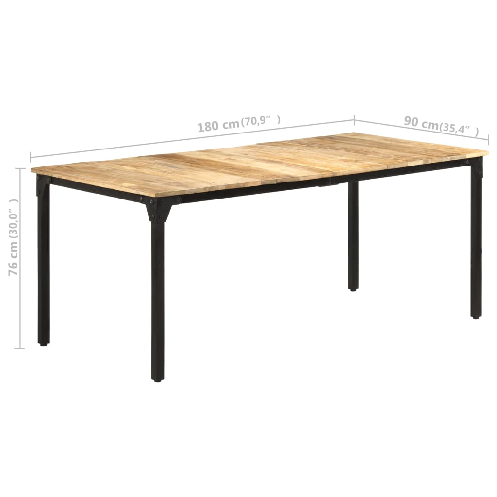 Mesa de jantar 180x90x76 cm madeira de mangueira áspera