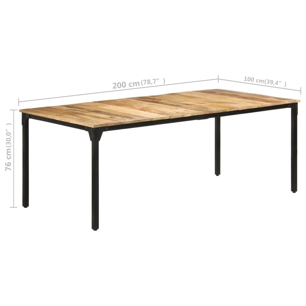 Mesa de jantar 200x100x76 cm madeira de mangueira áspera