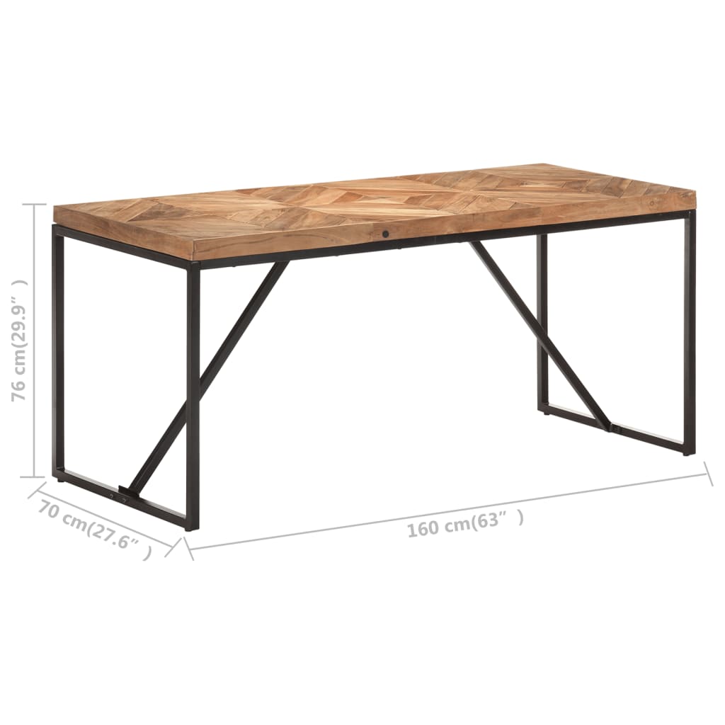 Mesa de jantar 160x70x76 cm madeira acácia maciça e mangueira