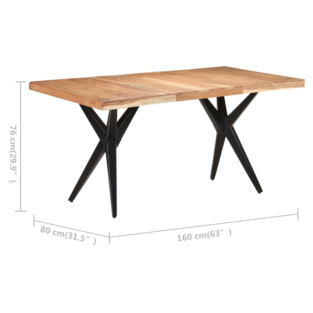 Mesa de jantar 160x80x76 cm madeira de acácia maciça