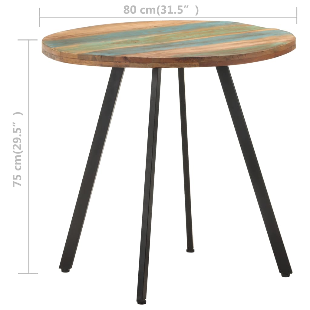 Mesa de jantar 80 cm madeira recuperada maciça