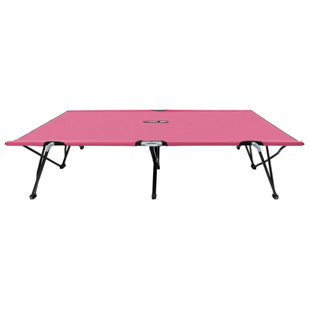 Espreguiçadeira/cama dobrável para 2 pessoas aço cor-de-rosa