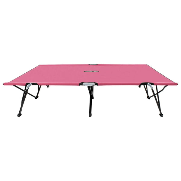 Espreguiçadeira/cama dobrável para 2 pessoas aço cor-de-rosa