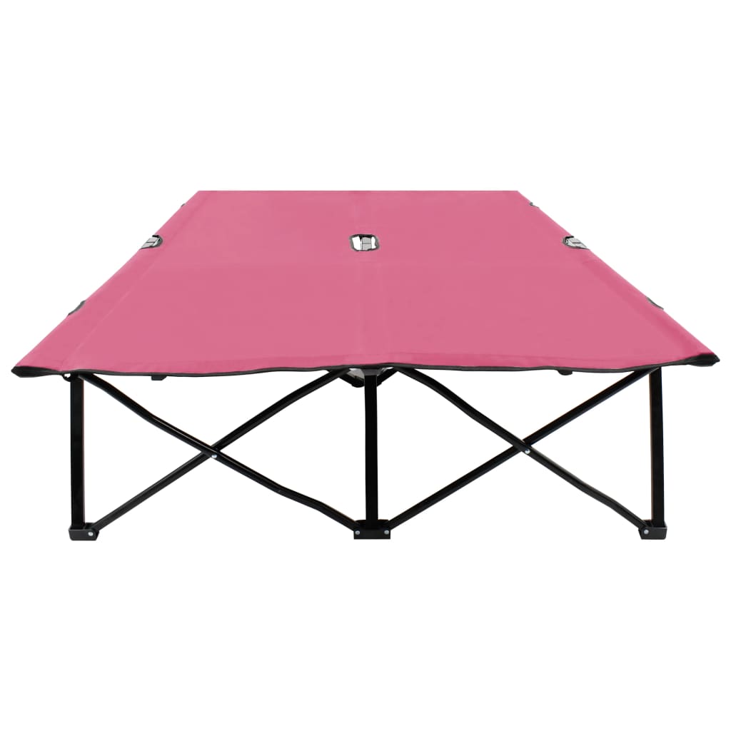 Espreguiçadeira/cama dobrável para 2 pessoas aço cor-de-rosa